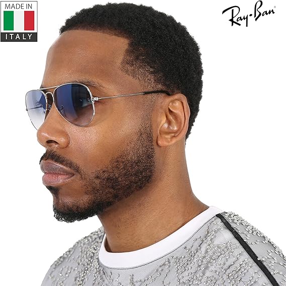 Classic Aviator Shape Sunglasses With Eyewear Kit Bundle Silver Frame Light Blue Gradient Lens