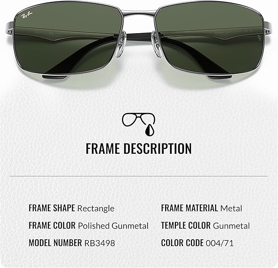 Rectangle Sunglasses With Eyewear Kit Bundle Polished Gunmetal Frame Green Lens