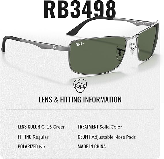 Rectangle Sunglasses With Eyewear Kit Bundle Polished Gunmetal Frame Green Lens