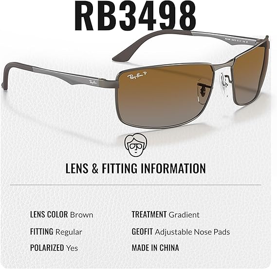 Rectangle Sunglasses With Eyewear Kit Bundle - Adjustable Nose Pads - Polarized Brown Lens