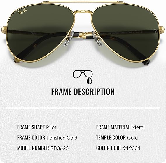 Aviator Pilot Sunglasses With Eyewear Kit Bundle  Polished Gold Frame Green Lens