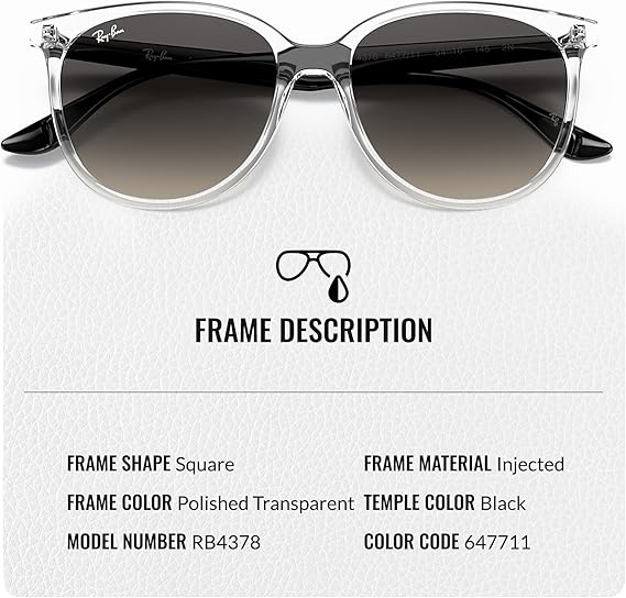 Sunglasses With Eyewear Kit Bundle - High Bridge Fit - Square Sunglasses  Grey Gradient Lens
