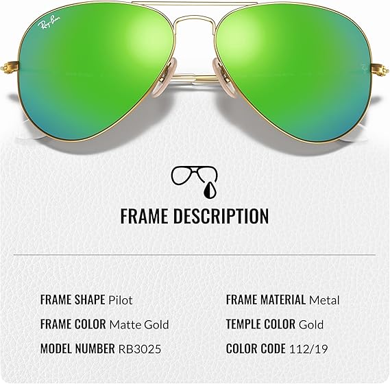 Classic Aviator Shape Sunglasses With Eyewear Kit Bundle Gold Frame Green Flash Lens