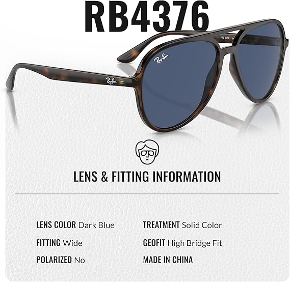 Pilot Shape Sunglasses for Men and Women With Eyewear Kit Bundle - Classic Sun Glasses Polished Havana Frame  Dark Blue Lens