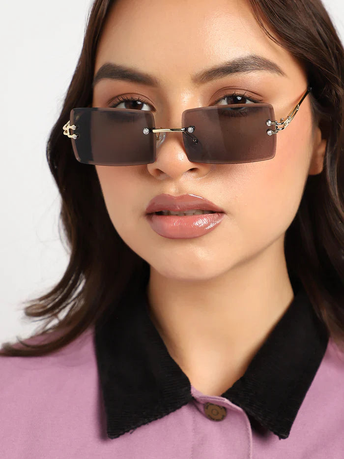 Black Rectangular Sunglass For Women