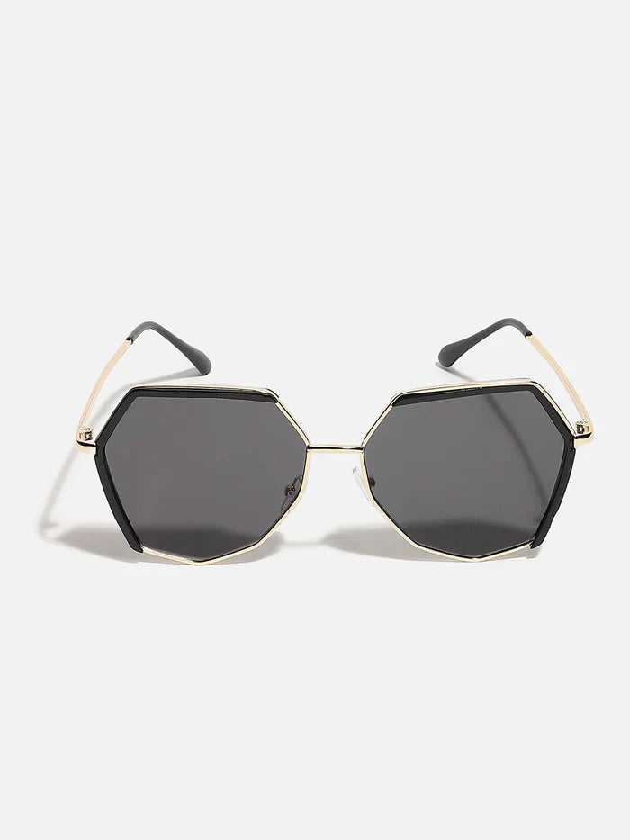 Gold & Black Hexagonal Sunglass