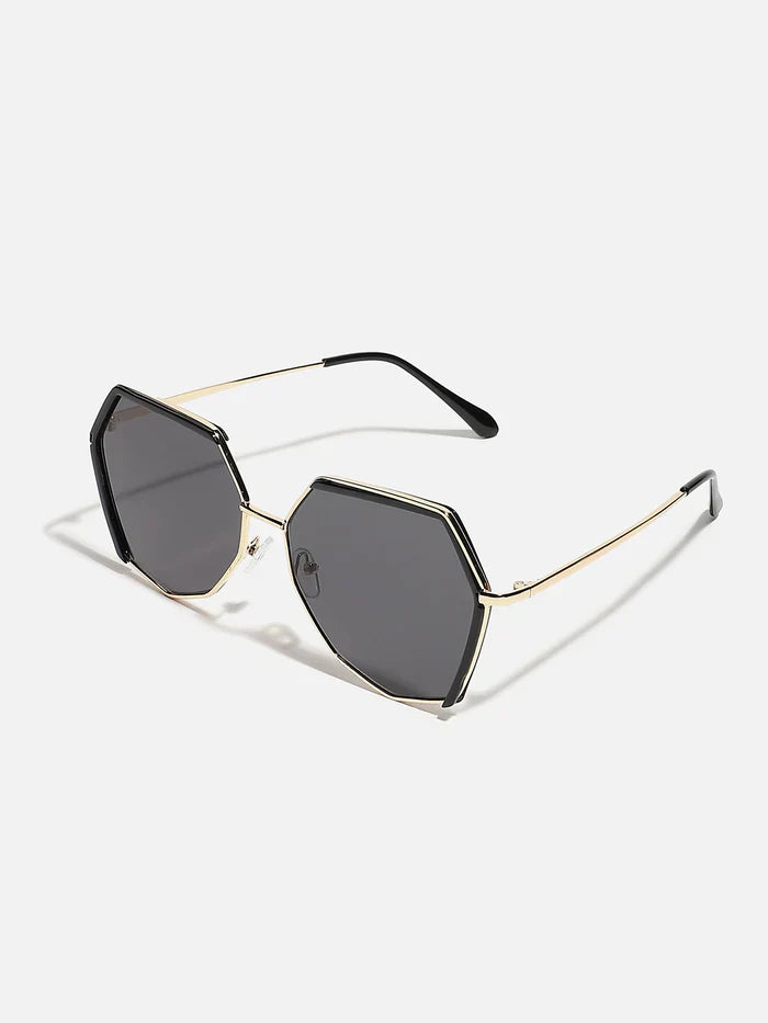 Gold & Black Hexagonal Sunglass