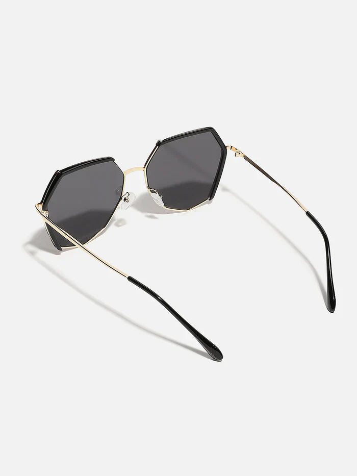 Gold & Black Hexagonal Sunglass