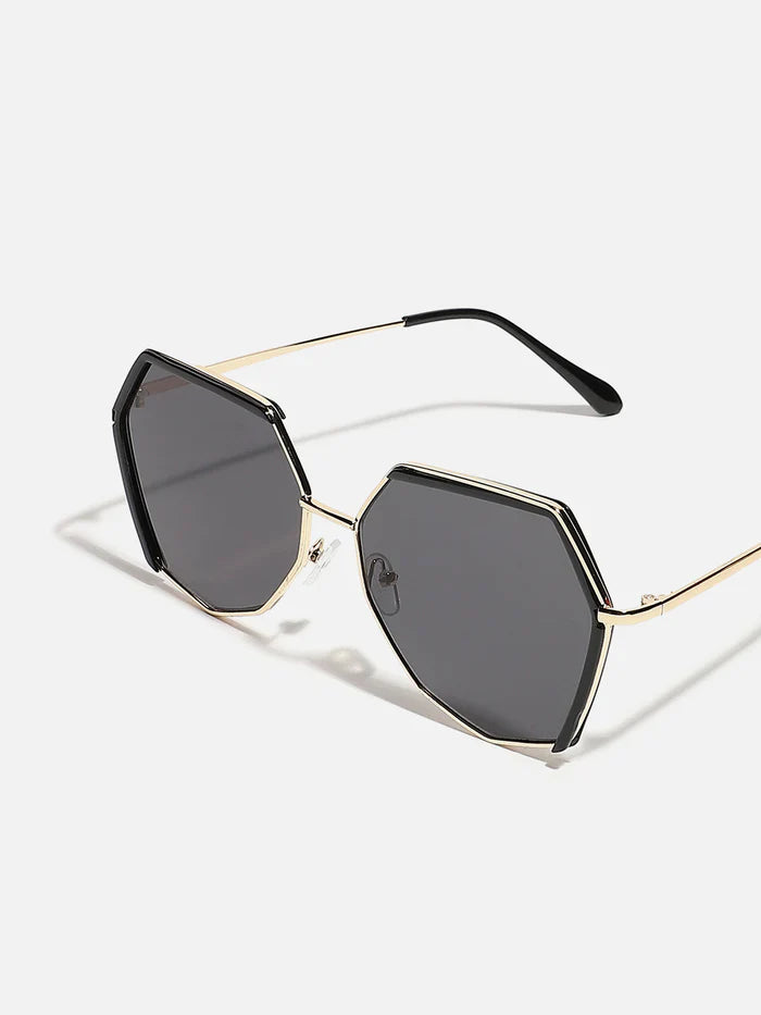 Gold & Black Hexagonal Sunglass