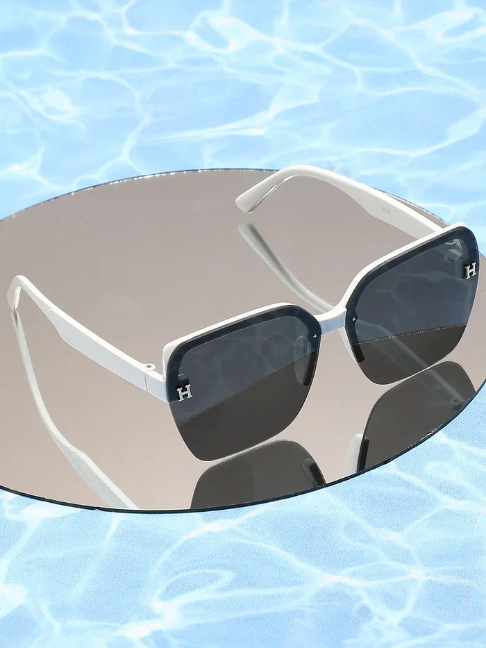 Tinted Lens Black & White Frame Women Sunglasses