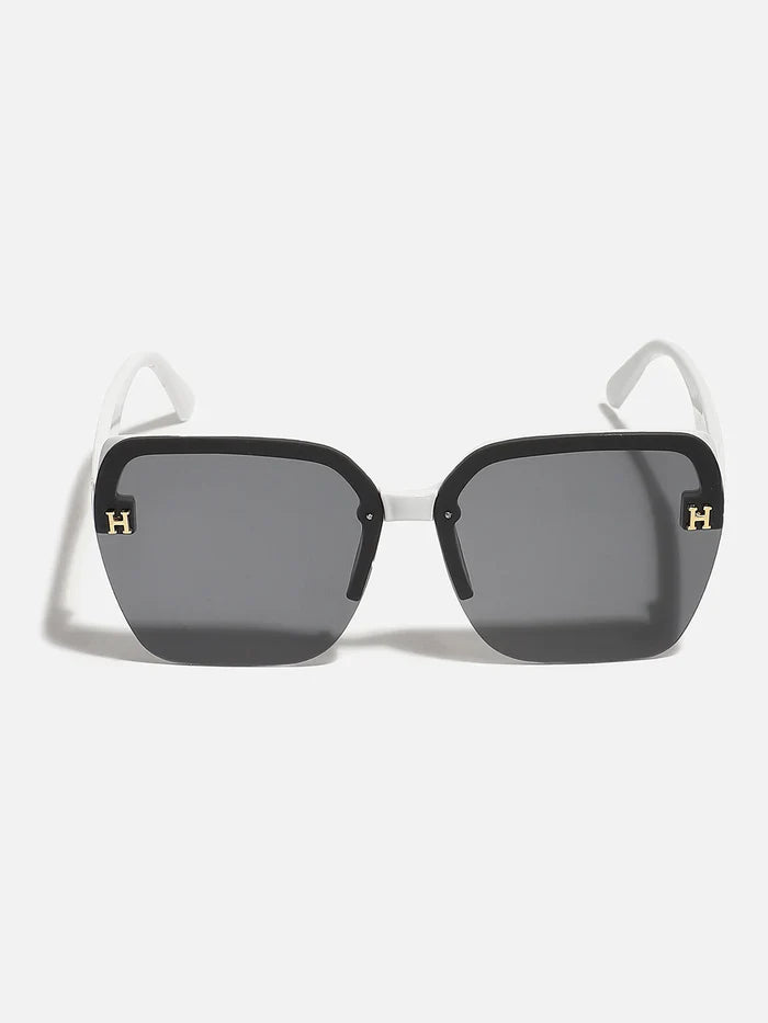 Tinted Lens Black & White Frame Women Sunglasses