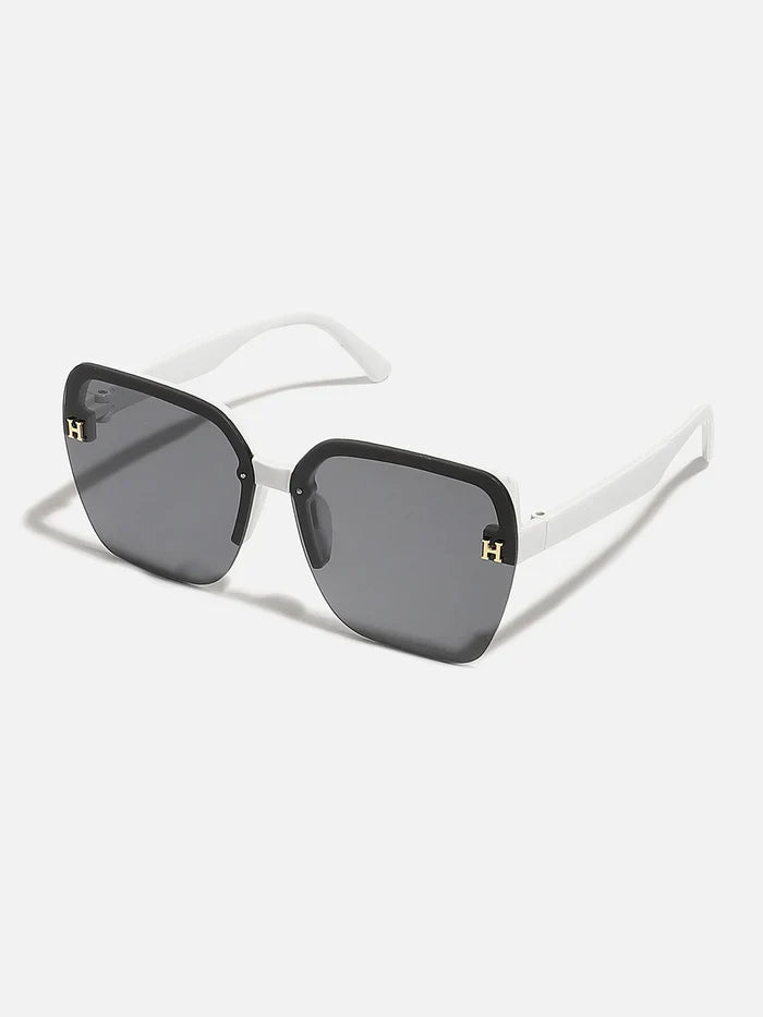 Tinted Lens Black & White Frame Women Sunglasses