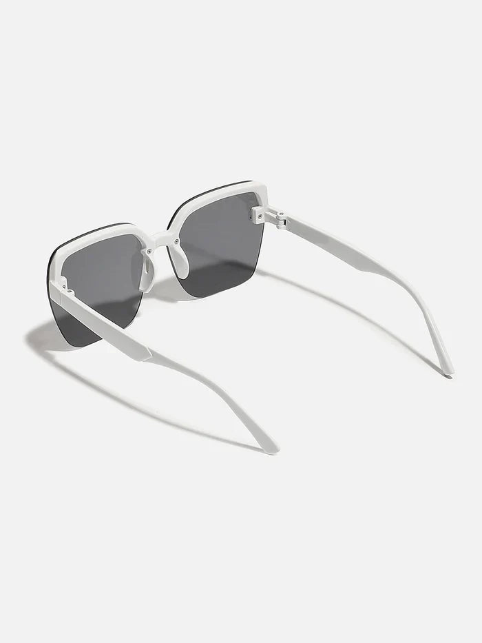 Tinted Lens Black & White Frame Women Sunglasses