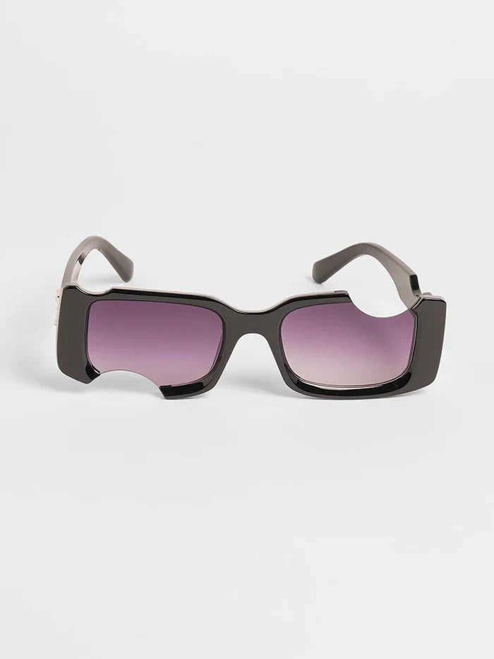 The Crunch Rectangular Sunglasses - Onyx Black