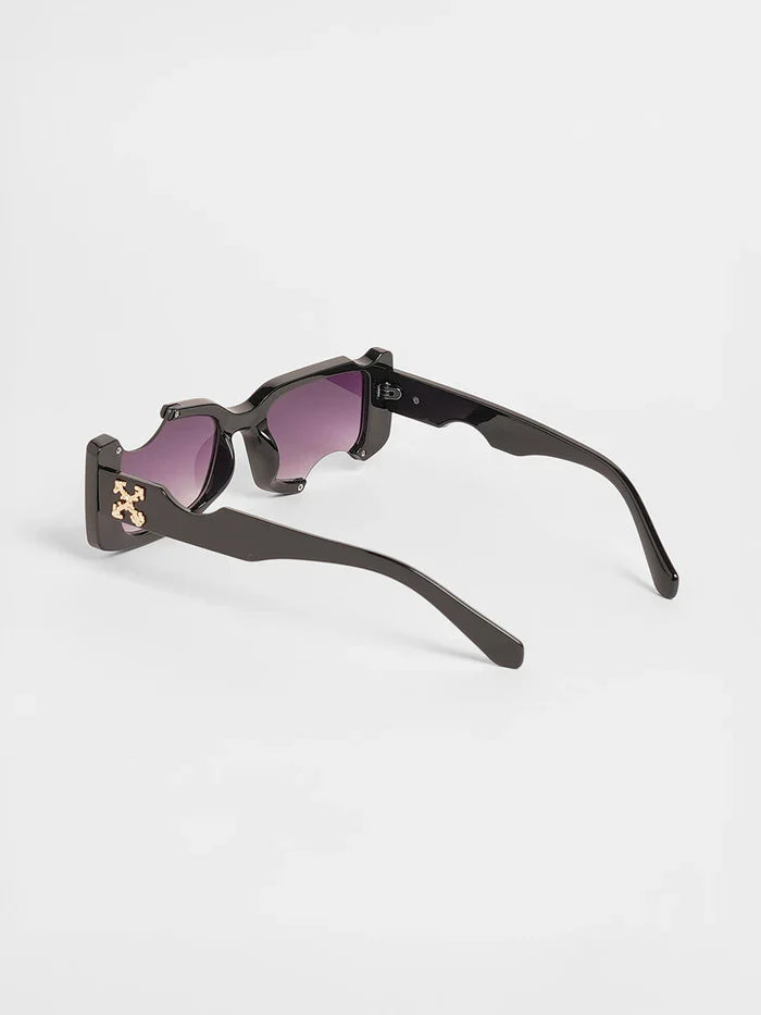 The Crunch Rectangular Sunglasses - Onyx Black