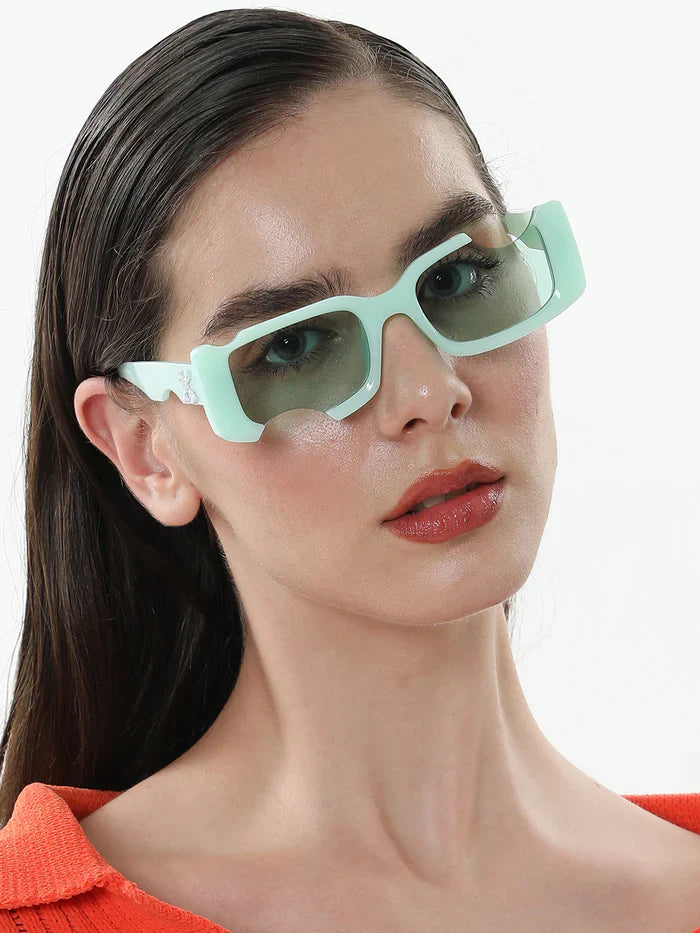 The Crunch Rectangular Sunglasses - Mint Green