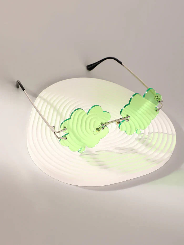 The Clover Rave Round Sunglasses - Shamrock Green