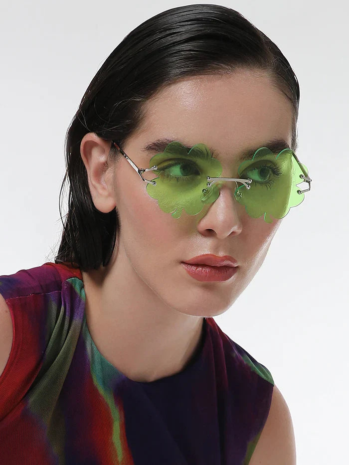 The Clover Rave Round Sunglasses - Shamrock Green