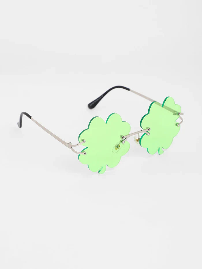The Clover Rave Round Sunglasses - Shamrock Green