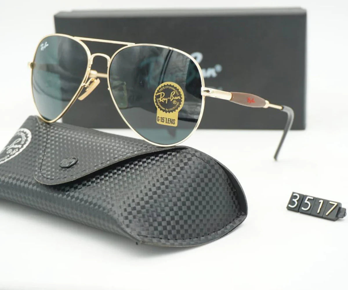 Trendy New Oval Black & Gold Master Sunglasses
