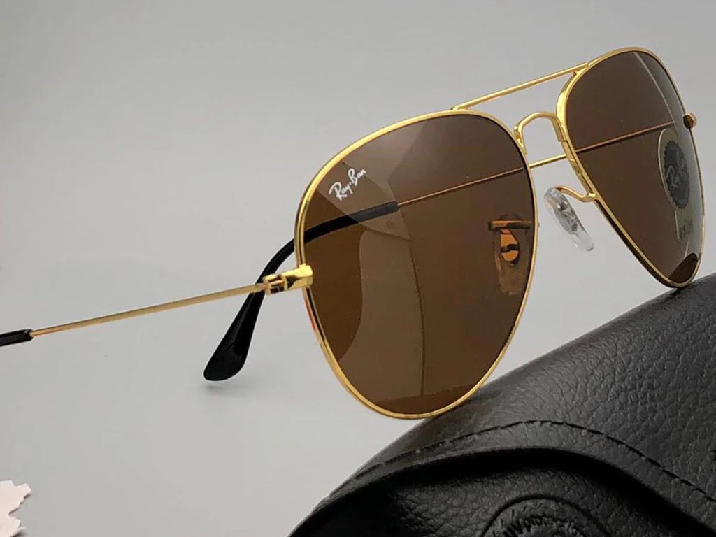 UV Protected Brown & Gold Sunglasses