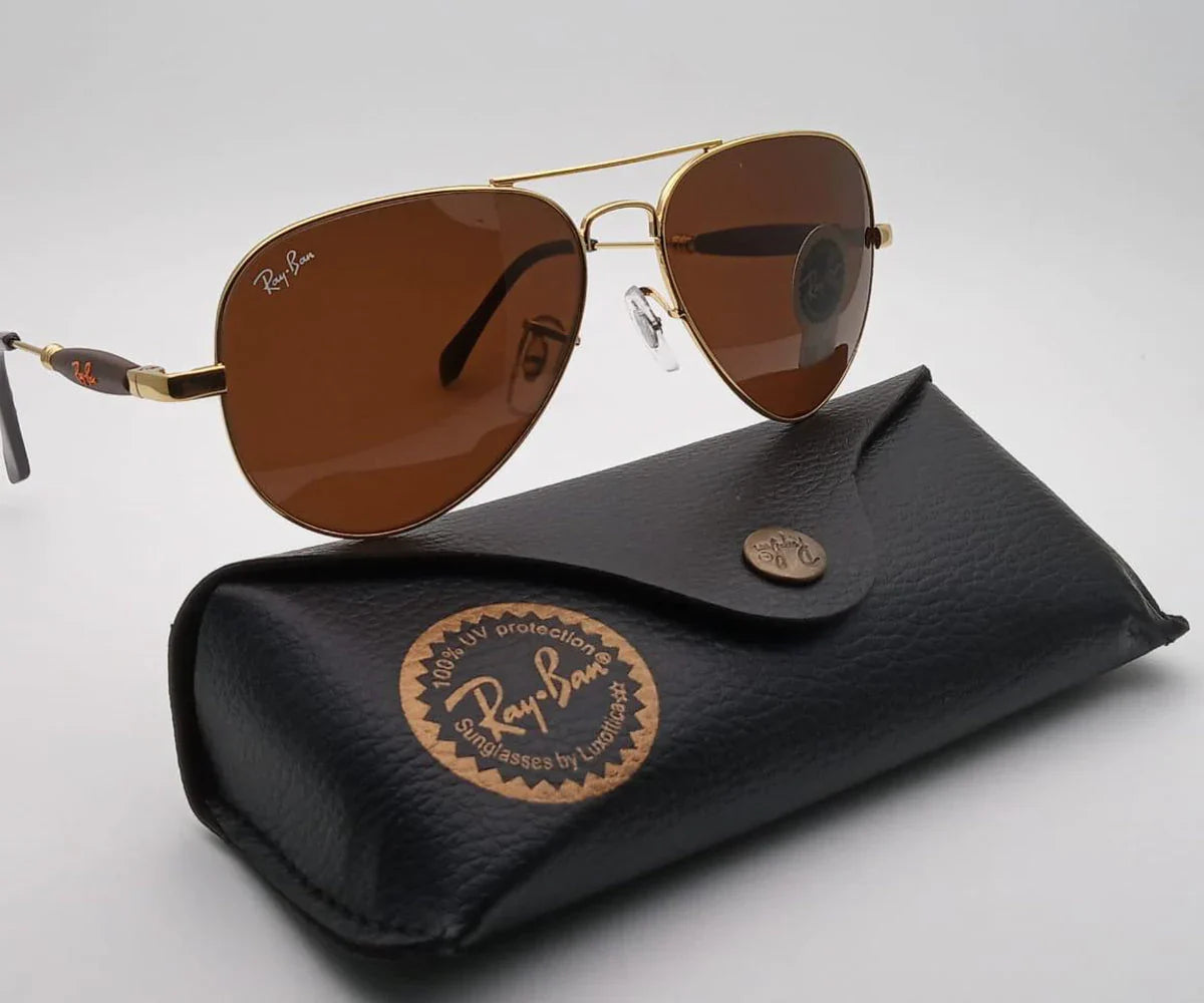 Oval Model Brown & Gold Unique Sunglasses