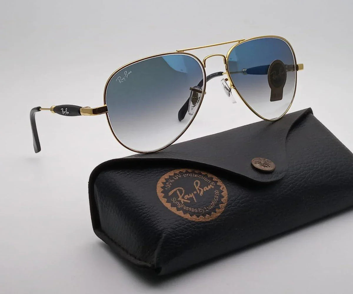 Best New  Oval Blue Shade & Gold  Sunglasses