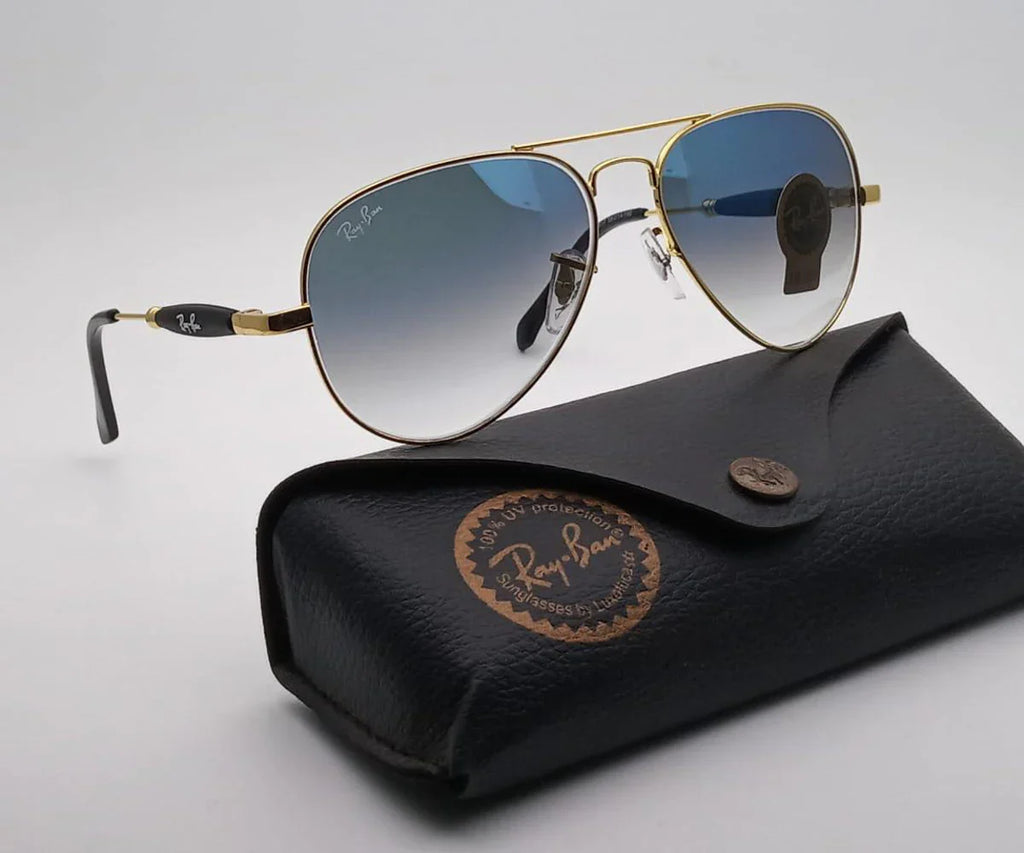 Best New  Oval Blue Shade & Gold  Sunglasses