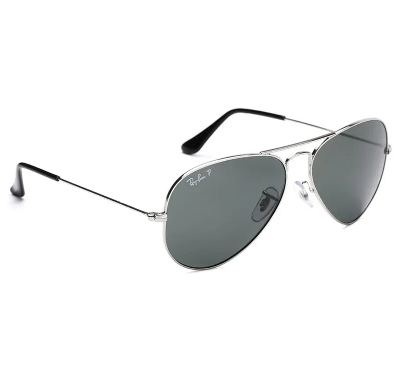 Aviator Classic Silver Black UV-400 Sunglasses