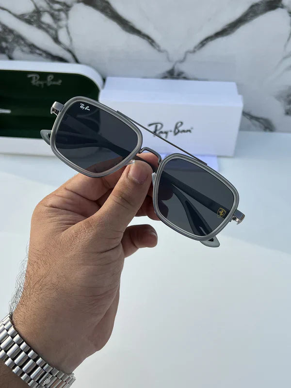 METAL GREY BLACK UV-400 SUNGLASSES