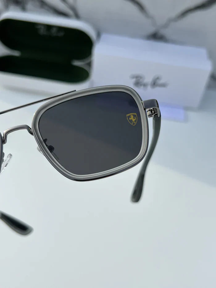 METAL GREY BLACK UV-400 SUNGLASSES
