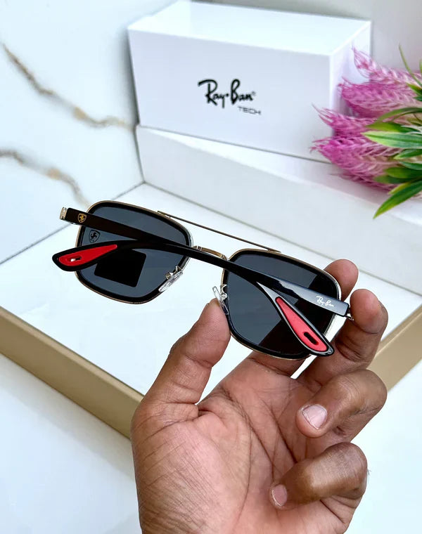 METAL SILVER BLACK UV-400 SUNGLASSES