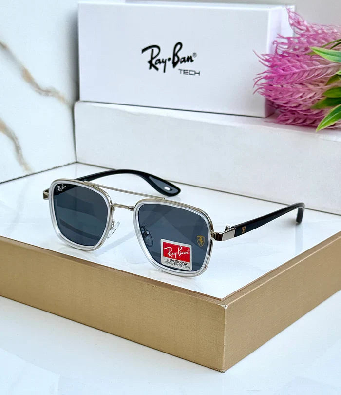 METAL BLACK SILVER WHITE BLACK UV-400 SUNGLASSES
