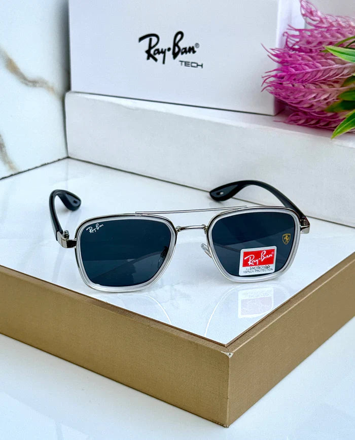 METAL BLACK SILVER WHITE BLACK UV-400 SUNGLASSES