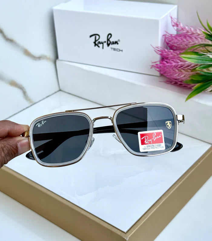 METAL BLACK SILVER WHITE BLACK UV-400 SUNGLASSES