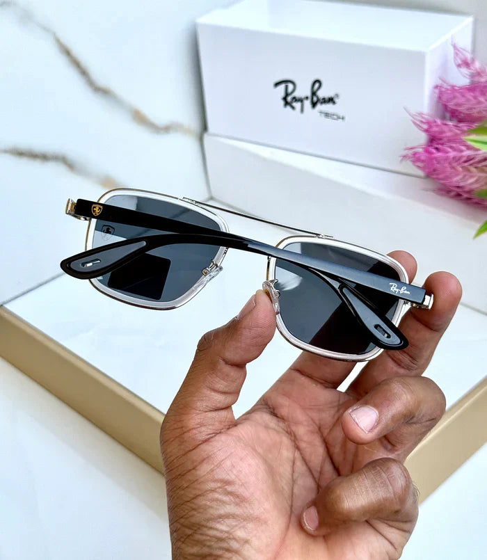 METAL BLACK SILVER WHITE BLACK UV-400 SUNGLASSES