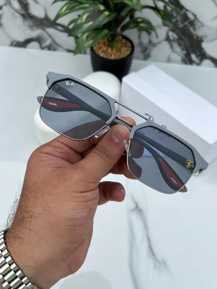 METAL GREY BLACK UV-400 SUNGLASSES