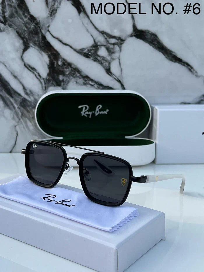 METAL ALL BLACK WHITE LEG UV-400 SUNGLASSES