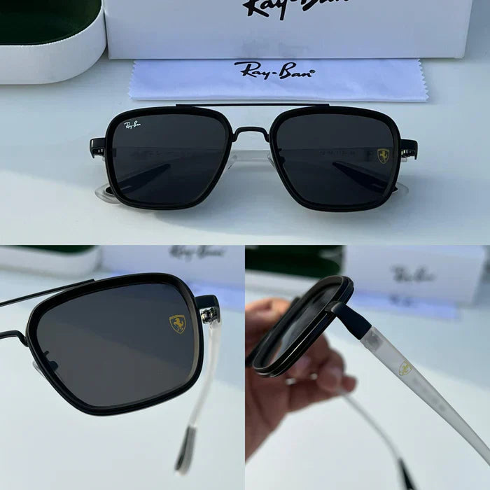 METAL ALL BLACK WHITE LEG UV-400 SUNGLASSES