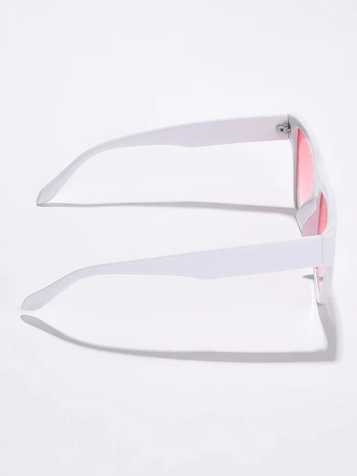 Pink Lens White Cateye Sunglasses