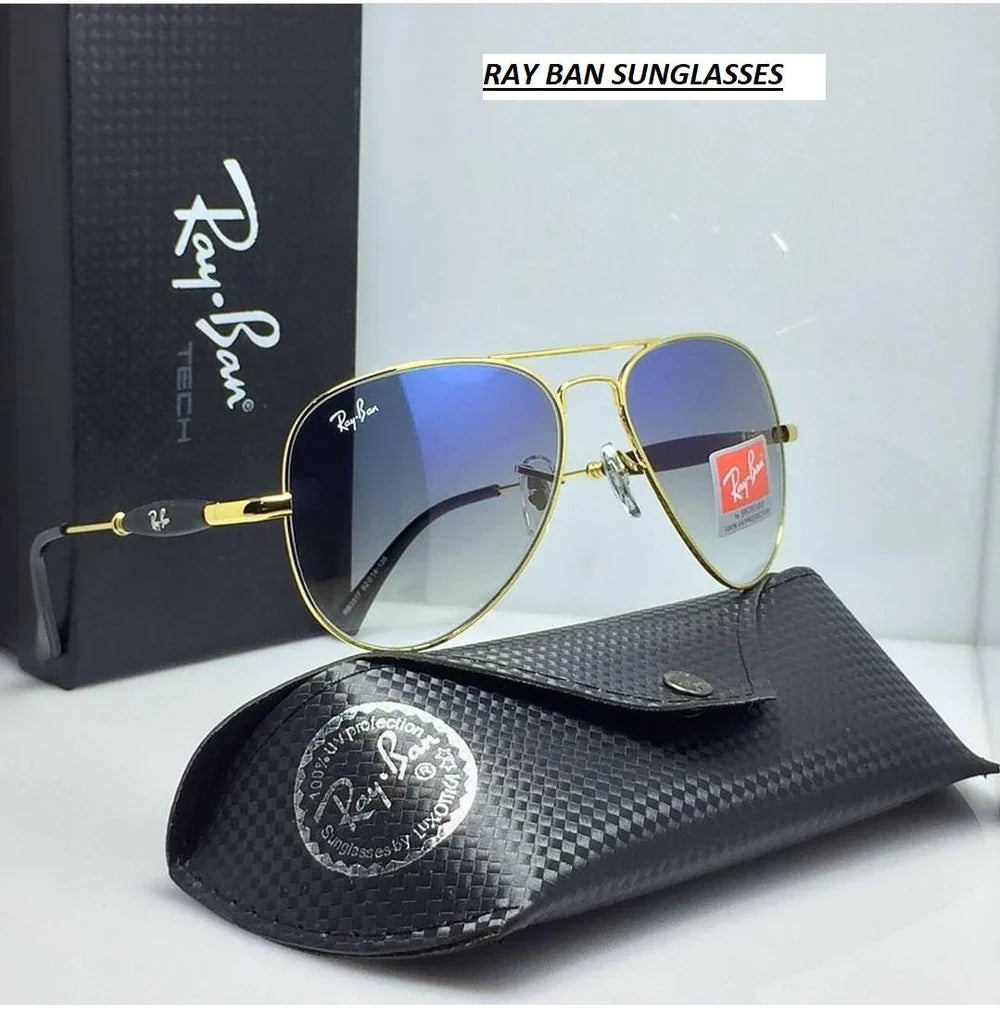 Genz Blue Shade & Gold Sunglasses For Men