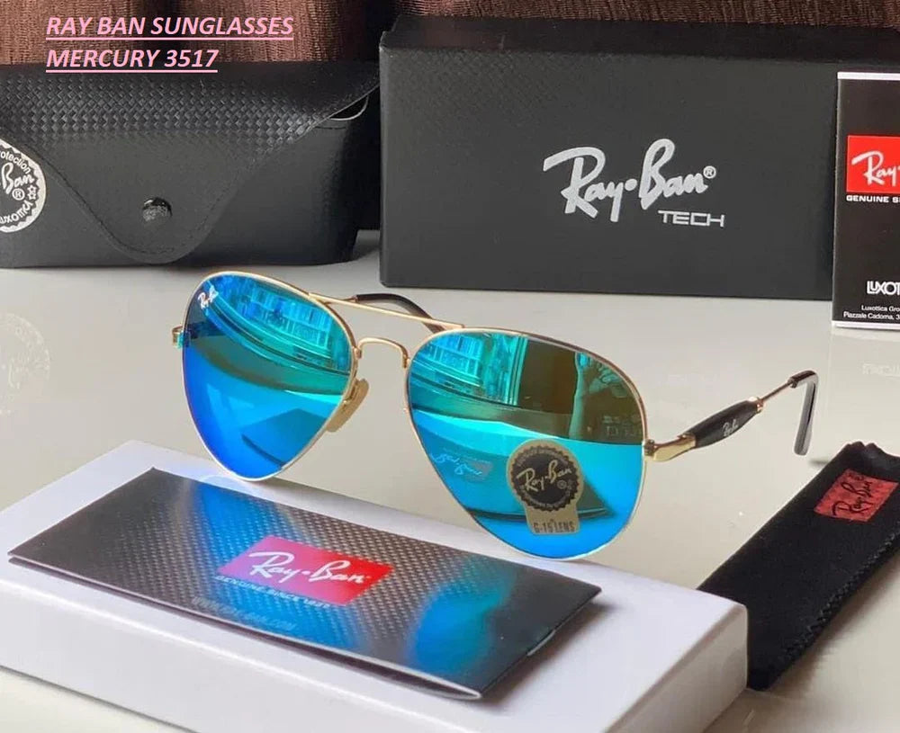 Genz Oval Model Aqua Blue Shade & Gold Sunglasses