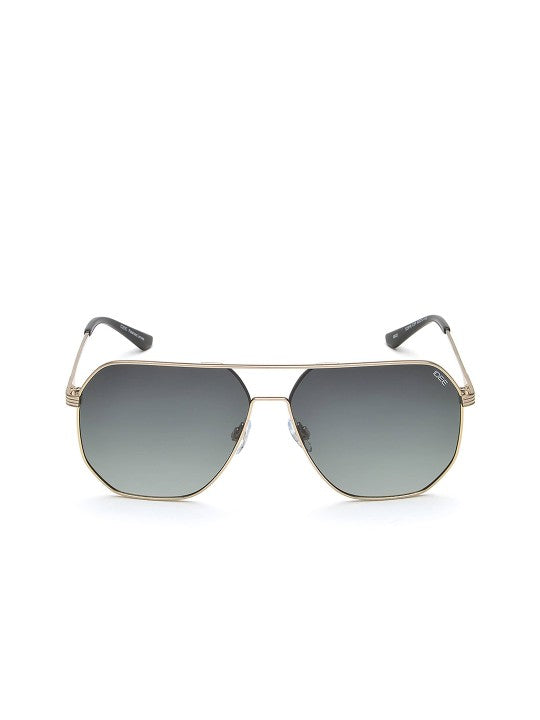 Men Green Lens & Gold-Toned Square Sunglasses