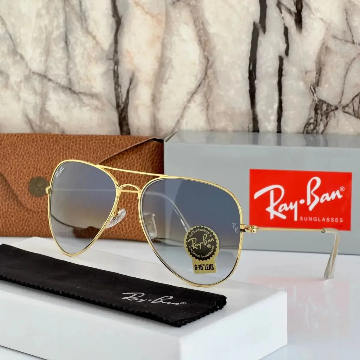 Best New Aviator Blue Shade & Gold Sunglasses