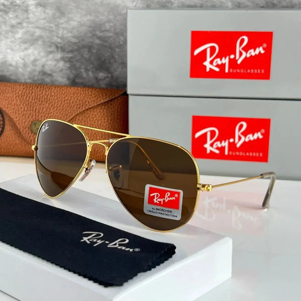 Aviator UV Protected Brown & Gold Sunglasses