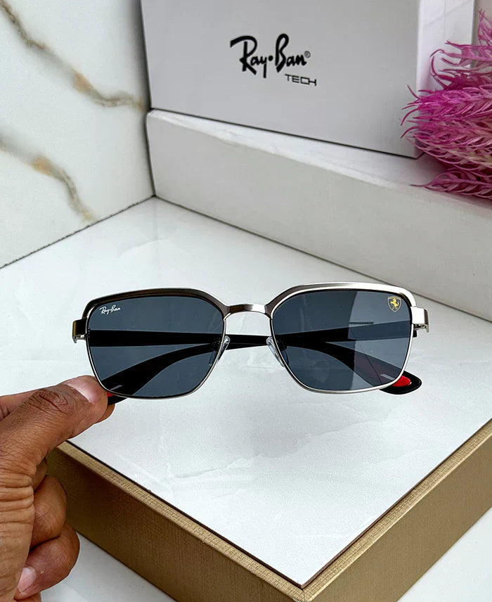 METAL SILVER BLACK UV-400 SUNGLASSES