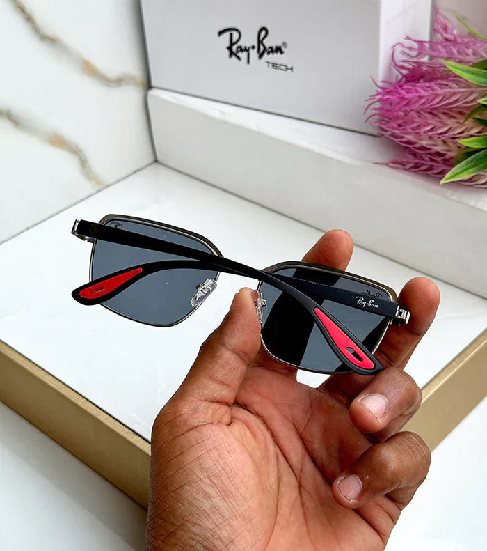 METAL SILVER BLACK UV-400 SUNGLASSES