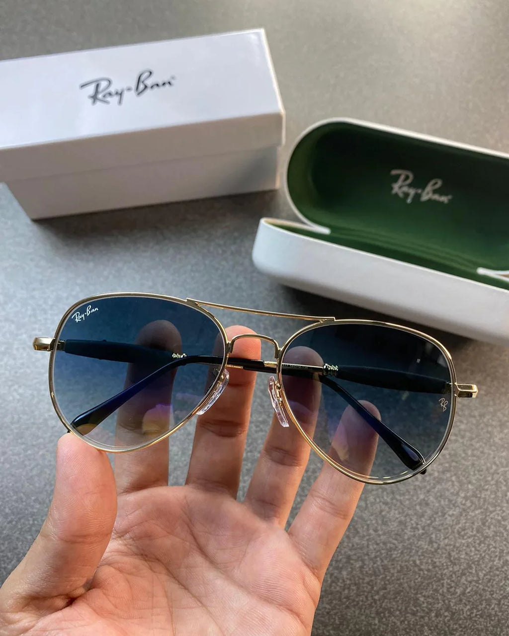 Genz Oval Model Blue Shade & Gold Sunglasses